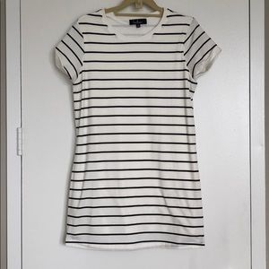 White & black striped T shirt dress